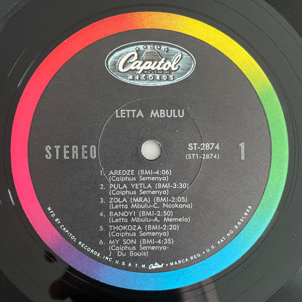 Letta Mbulu - Letta Mbulu Sings - VG+ (VG cover) LP Record 1967 Capitol USA Original RARE Vinyl - Soul / African - Shuga Records