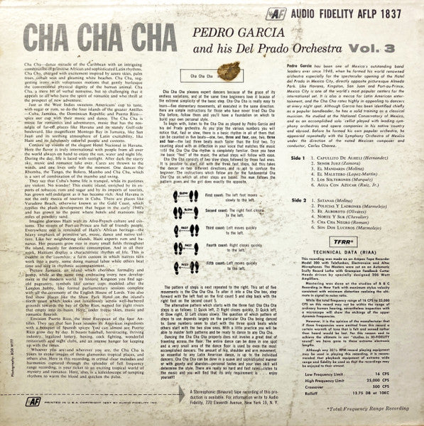 Pedro Garcia And His Del Prado - Cha Cha Cha Vol. 3 - VG+ LP Record 1957 Audio Fidelity USA Vinyl - Jazz / Latin Jazz - Shuga Records