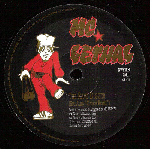 MC Lethal - Rave Digger (Remix) - Mint- (Vg+ cover) 12" Single Record 1992 Network UK Vinyl - Electronic / Hardcore / Breakbeat - Shuga Records