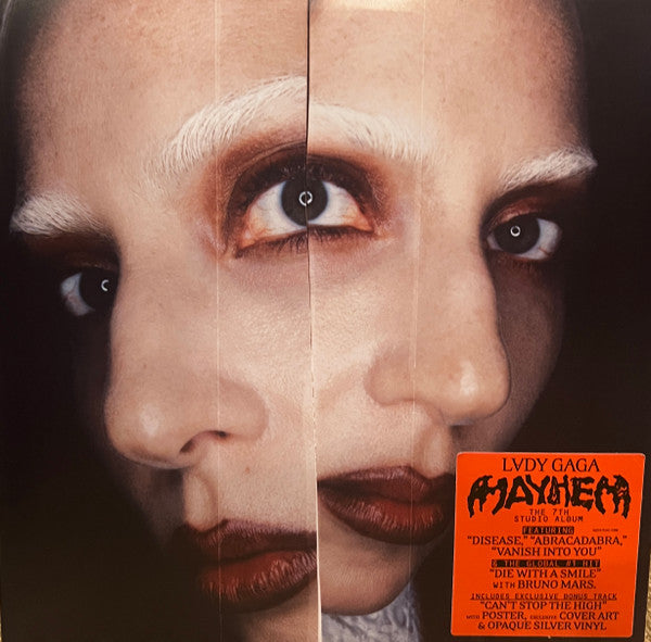 Lady Gaga - Mayhem - New 2 LP Record 2025 Interscope Opaque Silver Vinyl, Poster, Alternate Cover - Pop / Dance-pop - Shuga Records