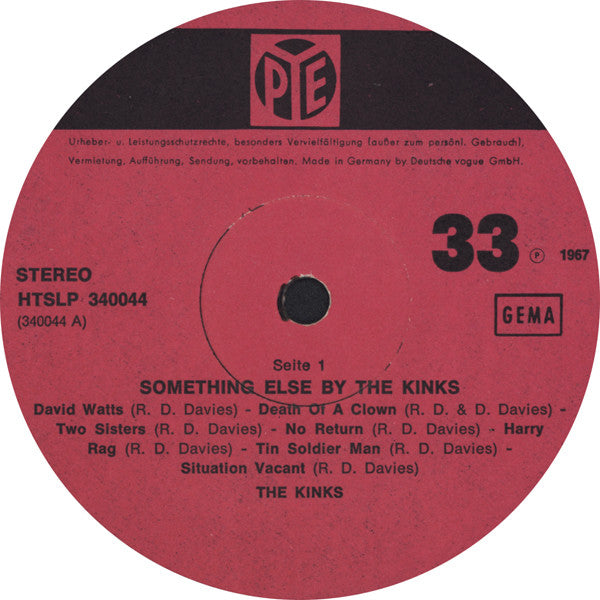 The Kinks – Something Else By The Kinks - Mint- LP Record 1967 Pye Hit-Ton Germany Vinyl - Pop Rock / Psychedelic Rock / Mod