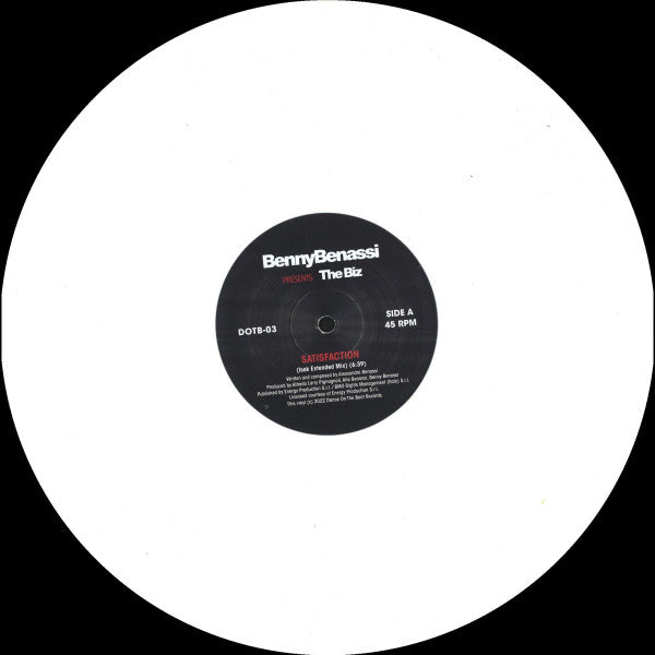 Benny Benassi Presents The Biz - Satisfaction (2002)- New 12" Single Record 2025 Dance On The Beat Europe White Vinyl - Progressive House / Electro House - Shuga Records