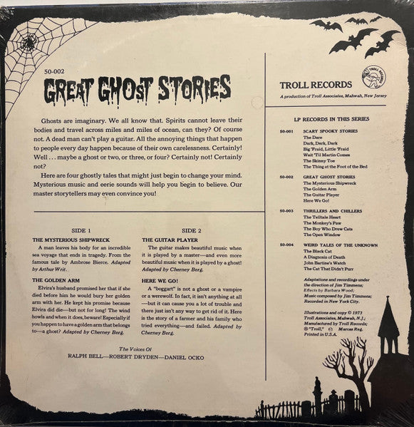 Various - Great Ghost Stories - VG+ LP Record 1973 Troll USA Vinyl - Holiday / Halloween - Shuga Records