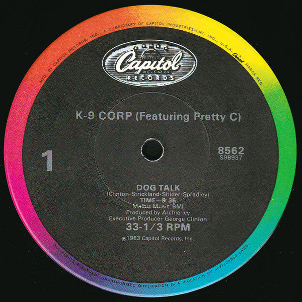 K-9 Corp Featuring Pretty C / George Clinton - Dog Talk / Man's Best Friend - VG+ 1983 USA 12" - Funk / Electro / P.Funk - Shuga Records