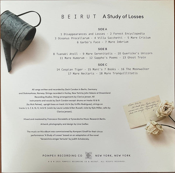 Beirut - A Study of Losses - New 2 LP Record 2025 Pompeii Transparent Blue Vinyl - Indie Rock / Folk Rock - Shuga Records