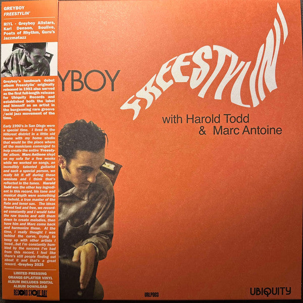 Greyboy With Harold Todd & Marc Antoine - Freestylin' - New LP Record Store Day 2025 Ubiquity Orange Splatter Vinyl - Electronic / Acid Jazz / Breakbeat - Shuga Records