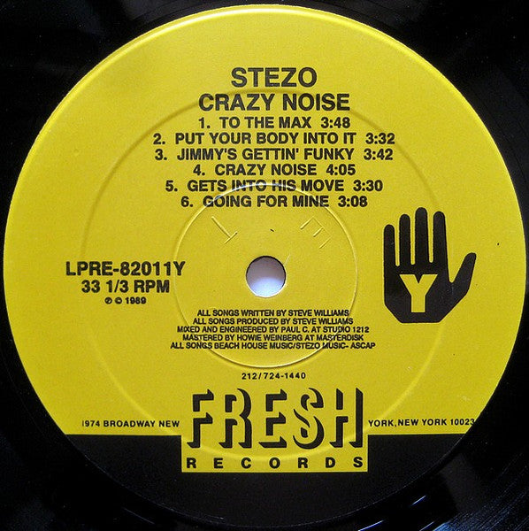 Stezo - Crazy Noise - VG LP Record 1989 Fresh USA Vinyl - Hardcore Hip-Hop