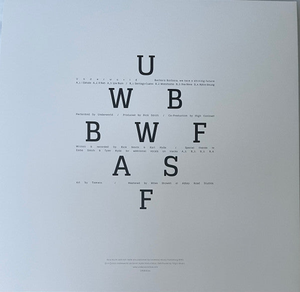 Underworld - Barbara Barbara, We Face A Shining Future (2016) - New 2 LP Record 2025 Smith Hyde 180 gram Vinyl - Electronic / House / Techno - Shuga Records
