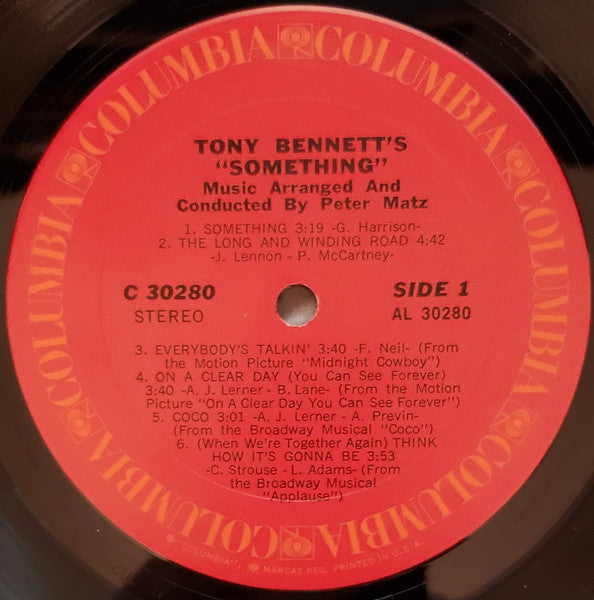 Tony Bennett - Tony Bennett's Something - Mint- LP Record 1970 Columbia USA Original Vinyl - Jazz / Big Band / Pop Vocal - Shuga Records