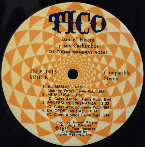 Ismael Rivera Y Sus Cachimbos - De Todas Maneras Rosas - VG+ LP Record 1977 Tico USA Original Vinyl - Latin / Salsa / Bomba - Shuga Records