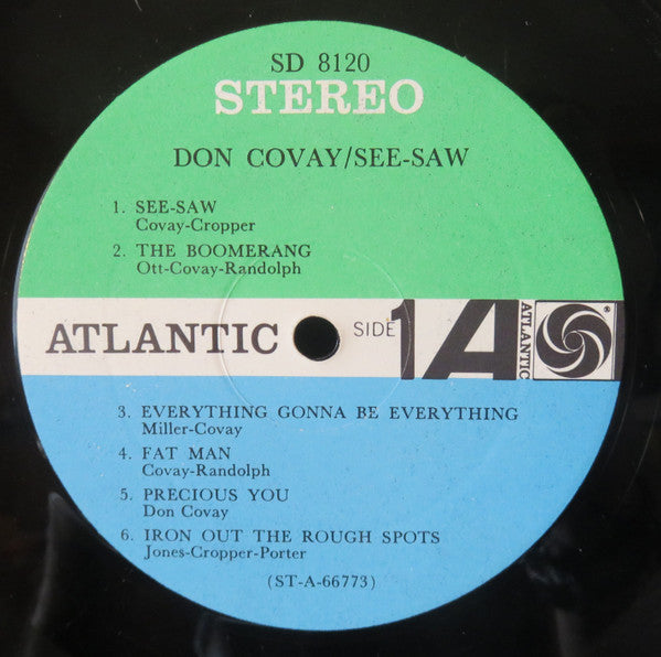 Don Covay – See Saw - VG+ LP Record (low grade cover) 1966 Atlantic USA Stereo Original Vinyl - Soul / Funk / Rhythm & Blues - Shuga Records