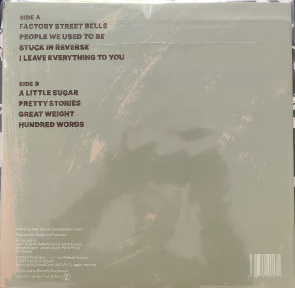 The Swell Season (FU: Glen Hansard) - Forward - New LP Record 2025 Masterkey Sounds / Plateau Records Europe Ivory Vinyl, Insert & Download - Folk / Folk Rock / Soft Rock - Shuga Records