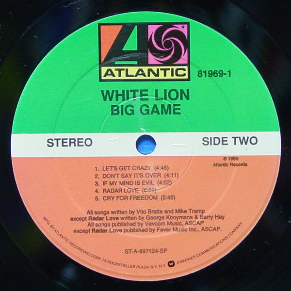 White Lion - Big Game - VG+ LP Record 1989 Atlantic USA Original Vinyl - Hard Rock - Shuga Records