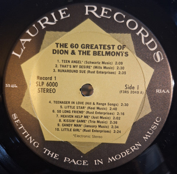 Dion And The Belmonts - 60 Greatest Of Dion And The Belmonts - VG+ 3 LP Record Box Set 1971 Laurie USA - Pop Rock / Doo Wop - Shuga Records