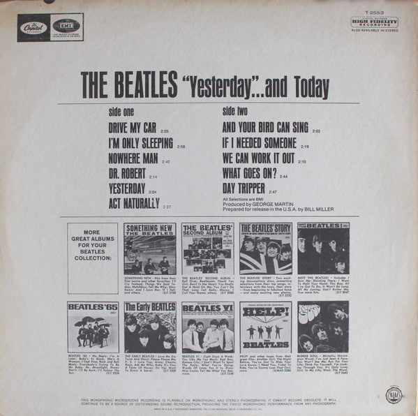 The Beatles - Yesterday And Today - VG LP Record 1966 Capitol USA Mono Original Vinyl (Scranton Pressing NON Butcher Cover) - Psychedelic Rock / Pop Rock / Beat - Shuga Records