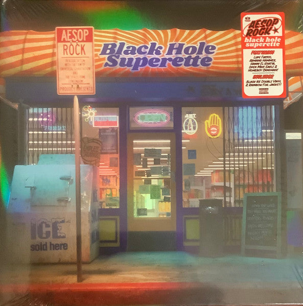 Aesop Rock - Black Hole Superette - Mint- 2 LP Record 2025 Rhymesayers Entertainment Black Ice Vinyl & Foil Cover - Hip Hop - Shuga Records