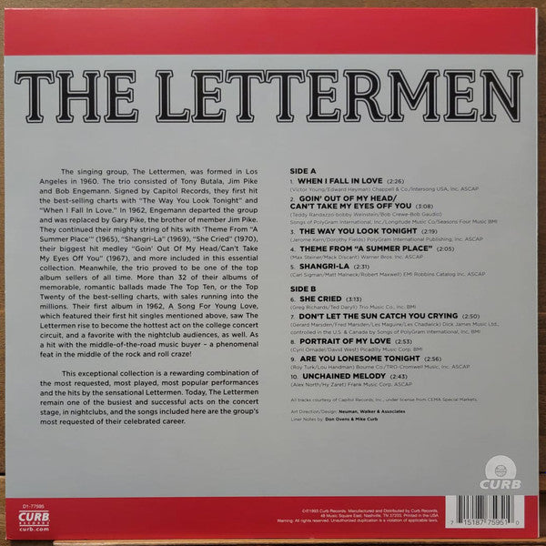 The Lettermen - Best Of The Lettermen - New LP Record 1993 Curb Barnes & Noble Exclusive Gold Vinyl - Pop / Pop Rock / Vocal - Shuga Records