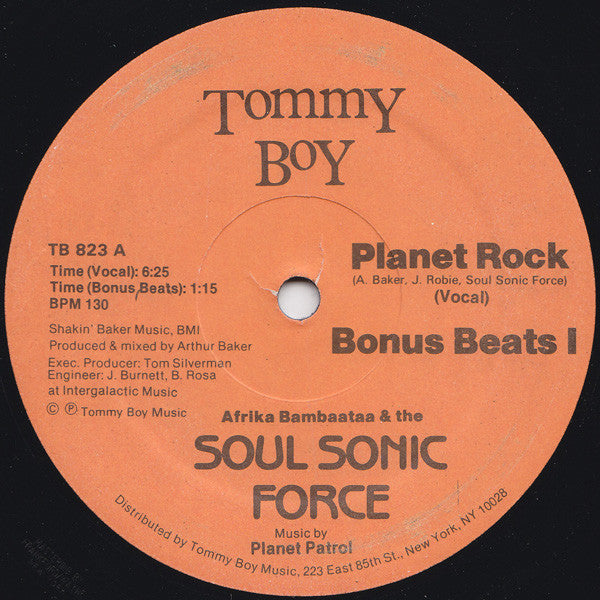 Afrika Bambaataa & The Soul Sonic Force Music By Planet Patrol - Planet Rock - VG+ 12" Single Record 1982 Tommy Boy USA Original Vinyl - Hip Hop / Electro - Shuga Records