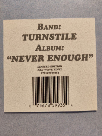Turnstile - Never Enough - New LP Record 2025 Roadrunner Target Exclusive "Red Wave" Vinyl - Indie Rock / Hardcore - Shuga Records