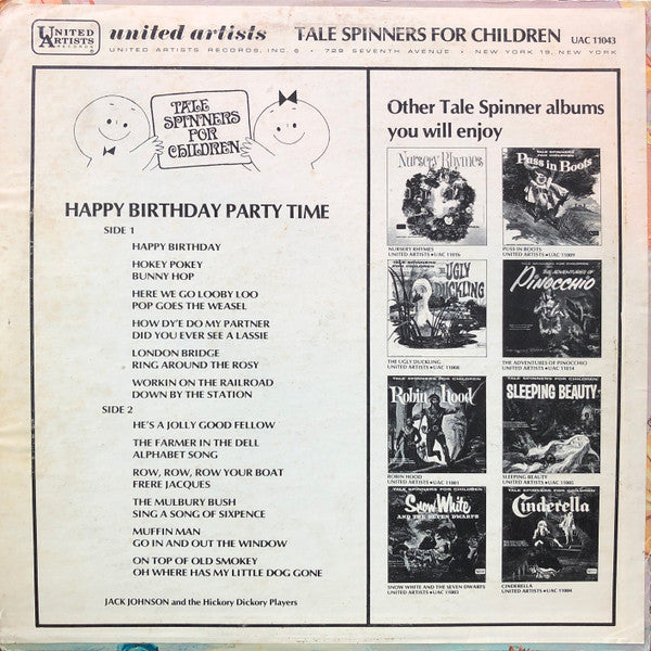 Jack Johnson And The Hickory Dickory Players - Happy Birthday Party Time - VG+ LP Record 1963 United Artists USA Vinyl - Children's / Story - Shuga Records