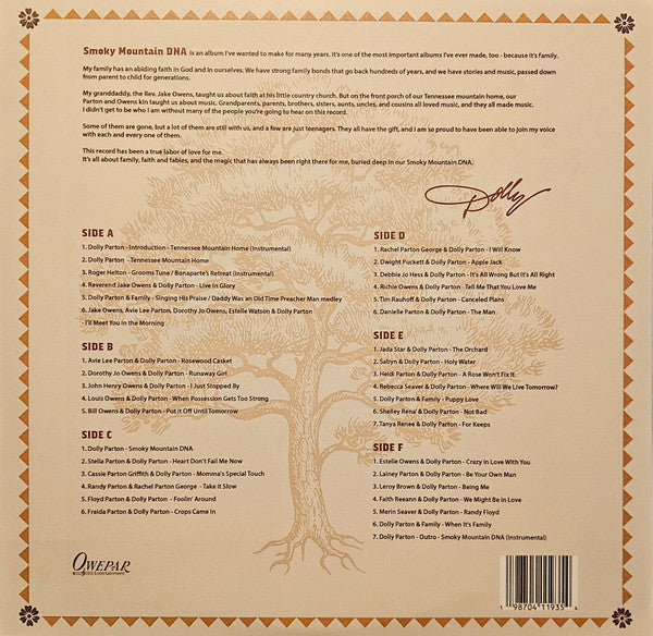 Dolly Parton - Smoky Mountain DNA: Family, Faith And Fables - New 3 LP Record 2024 Owepar Black Vinyl - Country