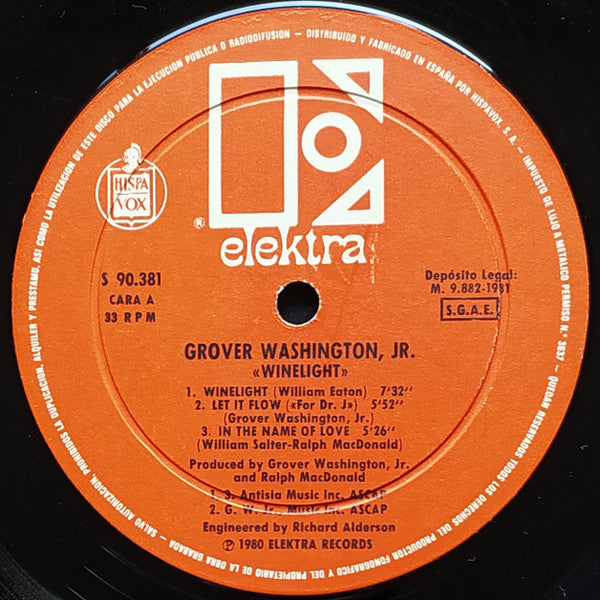 Grover Washington Jr. - Winelight - Mint- LP Record 1981 Elektra Hispavox Spain Vinyl - Jazz / Smooth Jazz - Shuga Records