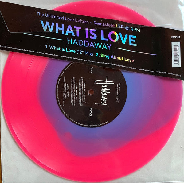 Haddaway - What Is Love (1992) - New 10" EP Record 2025 BMG Fluorescent Blue In Pink Merge Vinyl - Eurodance / Europop / Electronic - Shuga Records