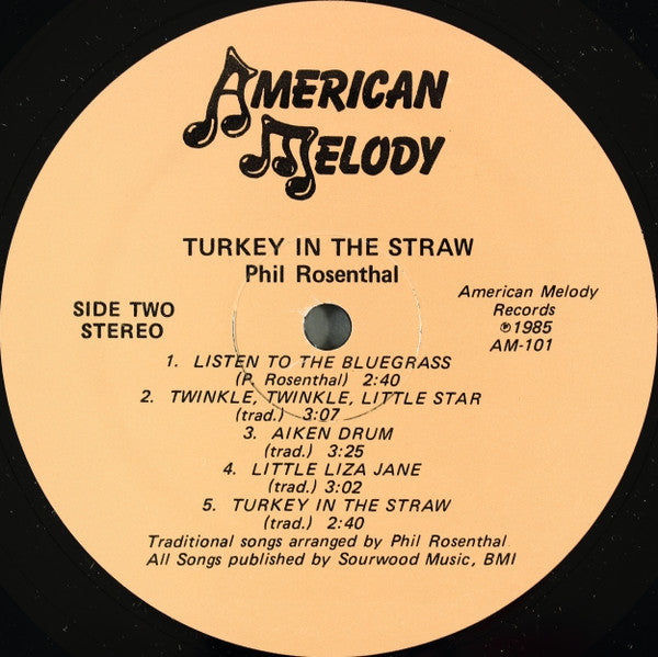 Phil Rosenthal - Turkey In The Straw - Bluegrass Songs For Children - VG+ LP Record USA Vinyl - Bluegrass - Shuga Records