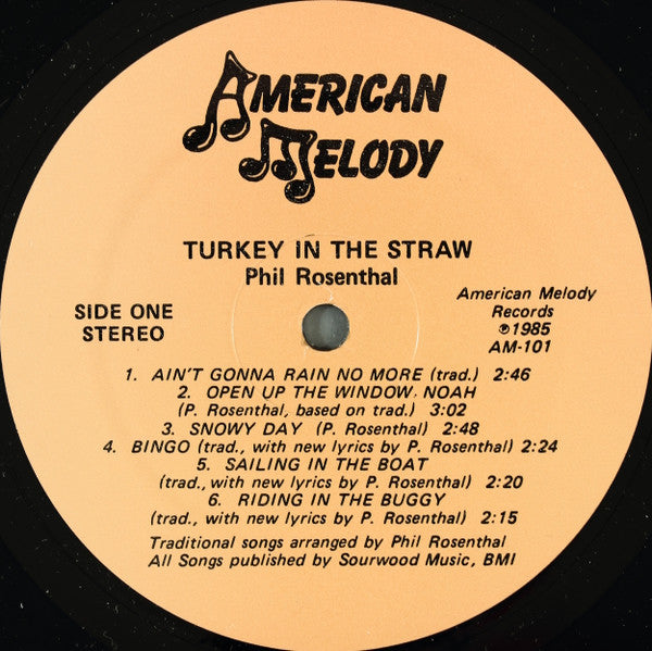 Phil Rosenthal - Turkey In The Straw - Bluegrass Songs For Children - VG+ LP Record USA Vinyl - Bluegrass - Shuga Records
