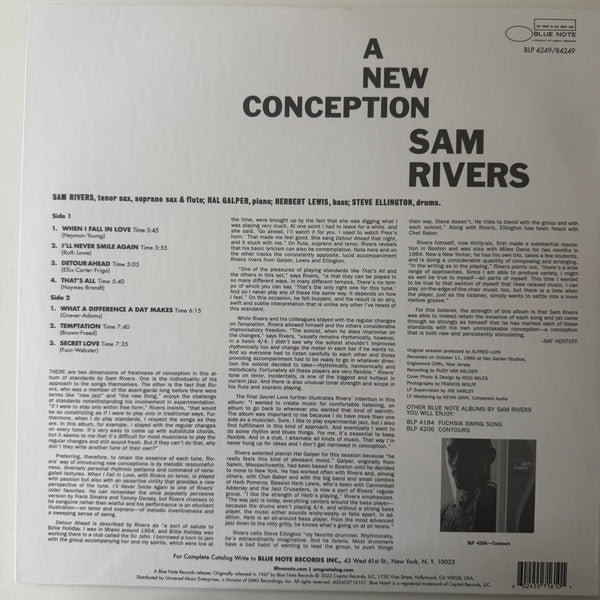 Sam Rivers - A New Conception (1966) - New LP Record 2025 Blue Note Tone Poet Series 180 Gam Vinyl - Free Jazz / Post Bop - Shuga Records