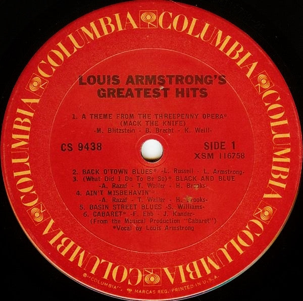 Louis Armstrong - Greatest Hits (1967) - VG+ LP Record 1972 Columbia USA Vinyl - Jazz / Big Band / Swing - Shuga Records