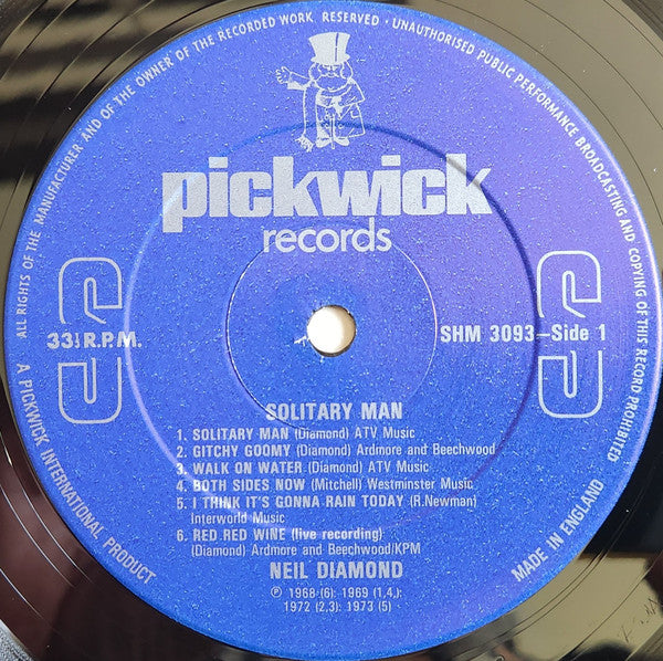 Neil Diamond - Solitary Man - VG+ LP Record 1981 Pickwick UK Vinyl - Pop Rock / Soft Rock - Shuga Records
