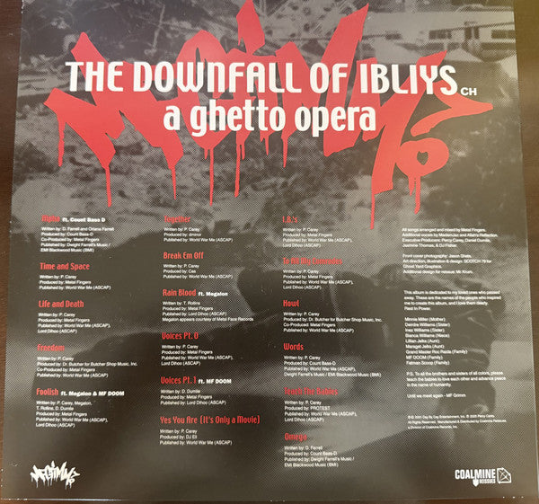 MF Grimm - The Downfall Of Ibliys: A Ghetto Opera (2002) - Mint- 2 LP Record 2025 Coalmine Ruby / Silver Swirl Vinyl, OBI & Numbered - Hip Hop / Conscious