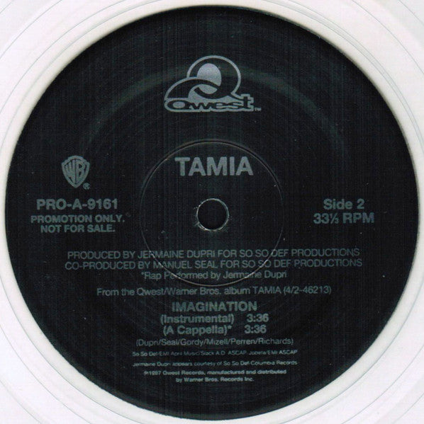 Tamia - Imagination - Mint- 12" Single Record 1997 Qwest Warner USA Promo Clear Vinyl - R&B / Hip Hop