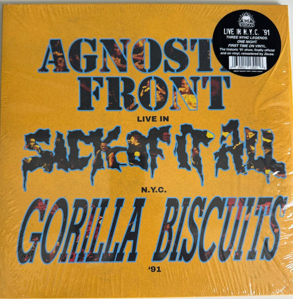 Agnostic Front / Sick Of It All / Gorilla Biscuits - Live In N.Y.C. '91 - Mint- LP Record 2025 WARGOD USA Galaxy Yellow W/ Black Smoke Vinyl & Poster - Hardcore / Punk - Shuga Records