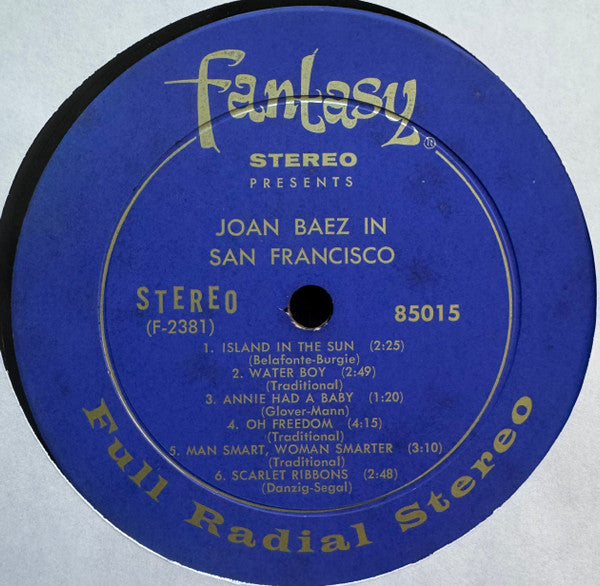 Joan Baez - In San Francisco - VG+ LP Record 1964 Fantasy USA Vinyl - Folk / Pop Folk - Shuga Records