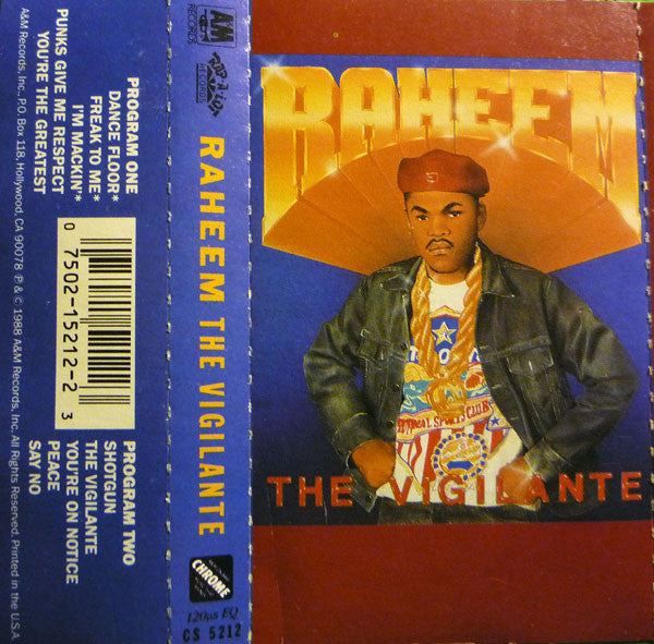 Raheem - The Vigilante - VG+ Cassette 1988 Rap-A-Lot Records A&M USA Tape - Hip Hop - Shuga Records