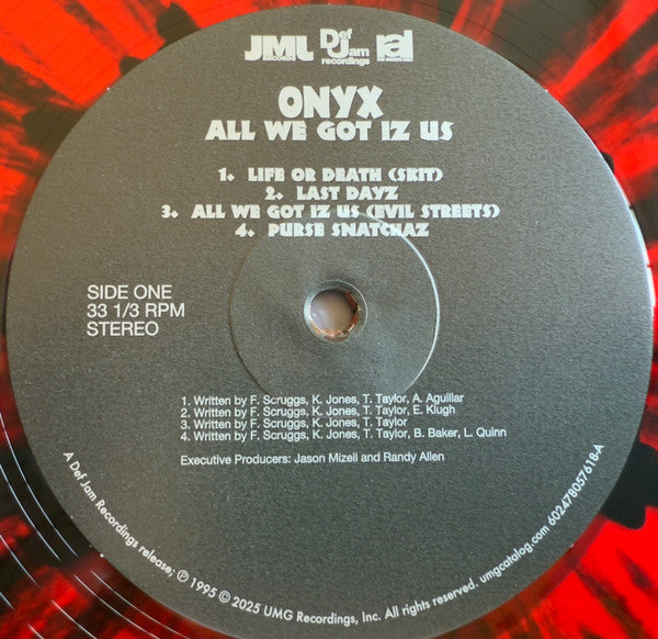 Onyx - All We Got Iz Us (1995) - New 2 LP Record 2025 JMJ Rush Def Jam Red w/ Black Splatter Vinyl - Hardcore Hip-Hop - Shuga Records