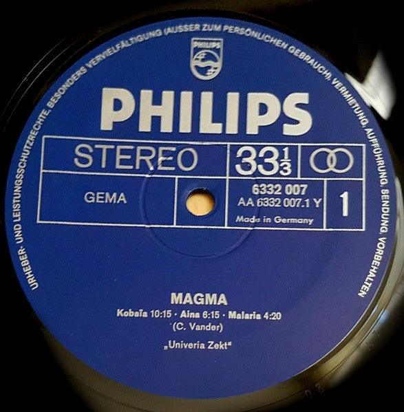 Magma – Magma - VG+ LP Record 1970 Philips Germany Vinyl - Prog Rock / Avantgarde / Jazz-Rock