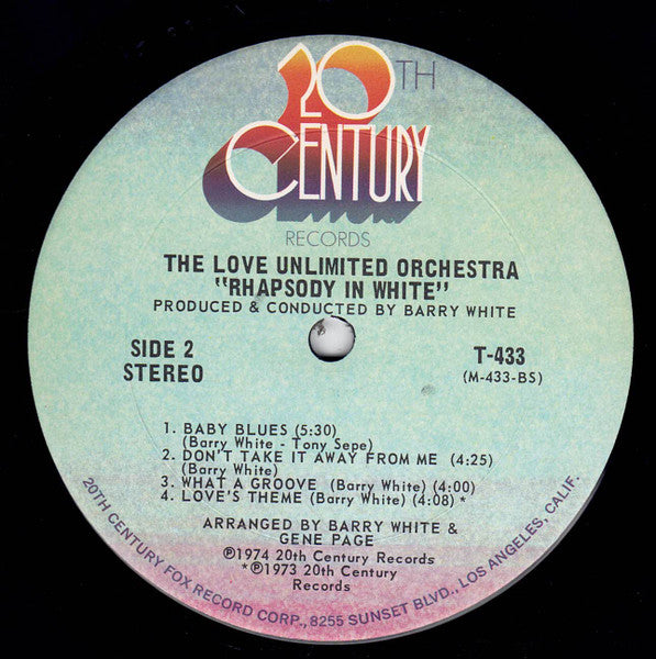 The Love Unlimited Orchestra - Rhapsody in White (1973) - VG+ LP Record 1974 20th Century Vinyl - Soul / Soul-Jazz / Jazz-Funk