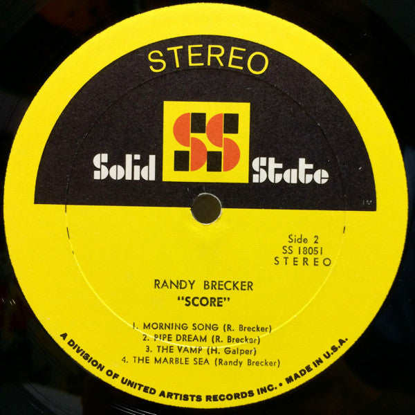 Randy Brecker - Score VG+ LP Record 1970 Solid State USA Vinyl - Jazz-Funk / Jazz-Soul - Shuga Records
