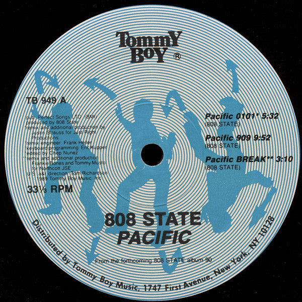 808 State - Pacific - VG- (Lower grade vinyl) 12" Single Record 1990 Tommy Boy USA Vinyl - Electronic / Techno / Ambient - Shuga Records