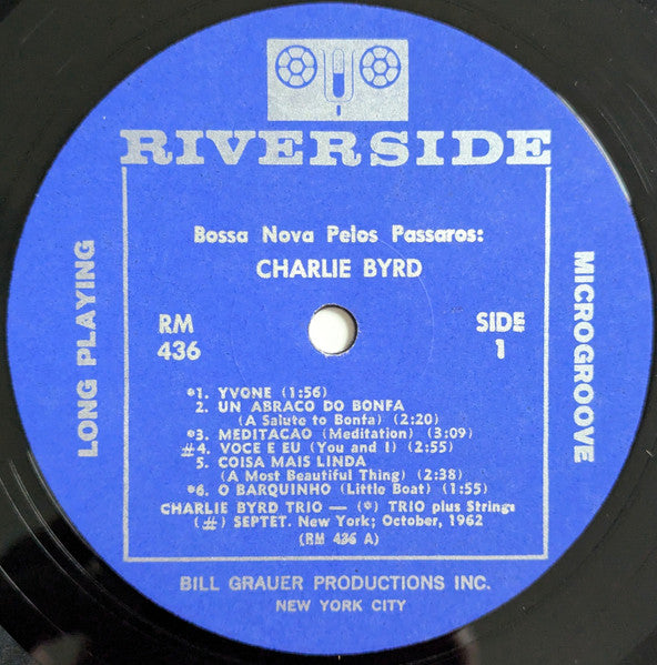 Charlie Byrd ‎- Bossa Nova Pelos Passaros - VG+ LP Record 1962 Riverside USA Mono RARE MGM Pressing - Jazz / Latin Bossa Nova - Shuga Records