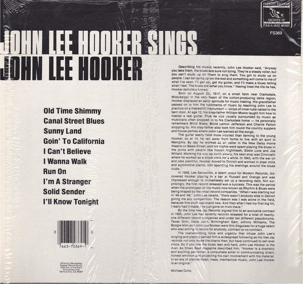 John Lee Hooker - Sings John Lee Hooker - VG (low grade cover) LP Record 1982 Everest USA Vinyl - Blues - Shuga Records