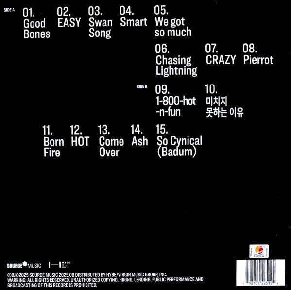 Le Sserafim - Easy-Crazy-Hot - New LP Record 2025 HYBE Source Carbon Black Vinyl, Posters, Postcards, Photocards & Stickers - K-Pop - Shuga Records