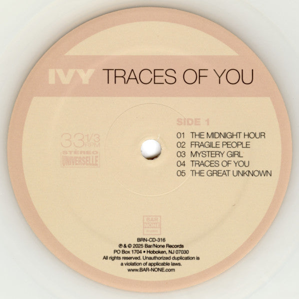 Ivy - Traces Of You - Mint- LP Record 2025 Bar/None Natural Colored Vinyl - Indie Rock / Indie Pop - Shuga Records