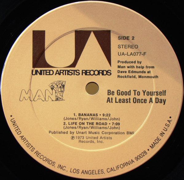 Man – Be Good To Yourself At Least Once A Day - VG+ LP Record 1973 United Artists USA Original Vinyl & Fold Out Map Cover - Prog Rock / Psychedelic Rock / Blues Rock - Shuga Records