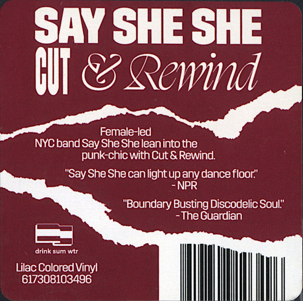 Say She She - Cut & Rewind - New LP Record 2025 Drink Sum Wtr Lilac Marble Vinyl - Disco / Soul / Psychedelic - Shuga Records