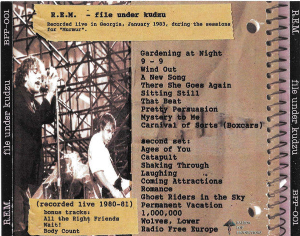 R.E.M. - *File Under Kudzu - VG+ CD 1995 Balboa Pop Productions Taiwan RARE Unofficial - Alternative Rock - Shuga Records