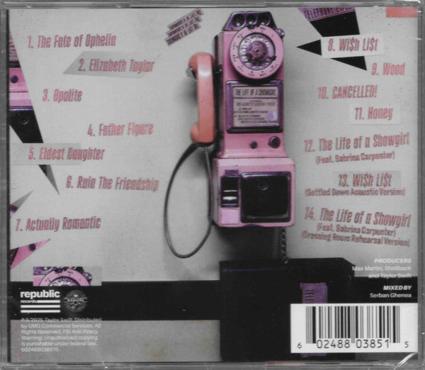 Taylor Swift - The Life Of A Showgirl New CD Album Republic Dressing Room Rehearsal Version - Pop / Dance-pop - Shuga Records